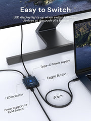 Dockteck USB C Switch, Bi-Directional Switcher - Dockteck