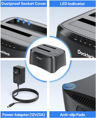 Dockteck USB 3.0 to SATA Dual Bay External Hard Drive Enclosure