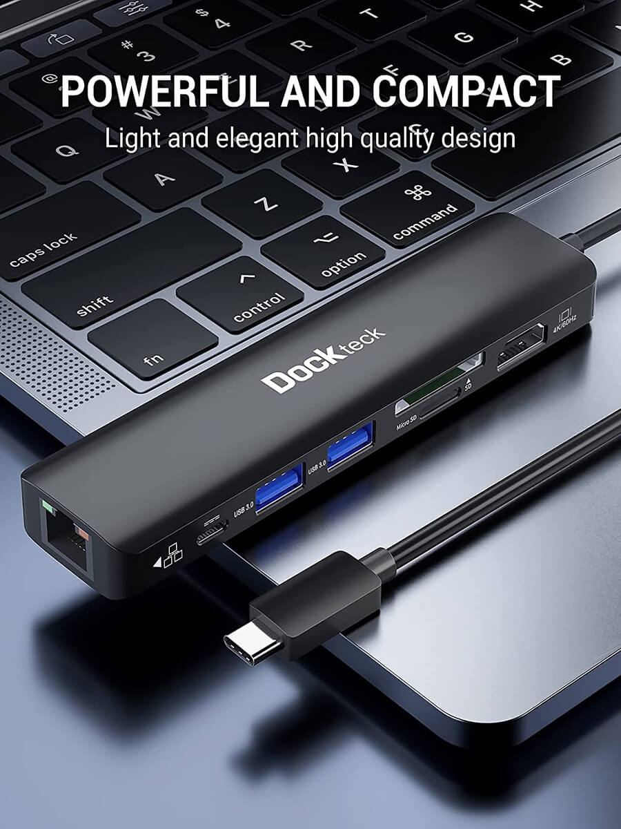 USB C Hub Multiport Adapter,Dockteck 7-in-1 USB-C Hub with 4K 60Hz