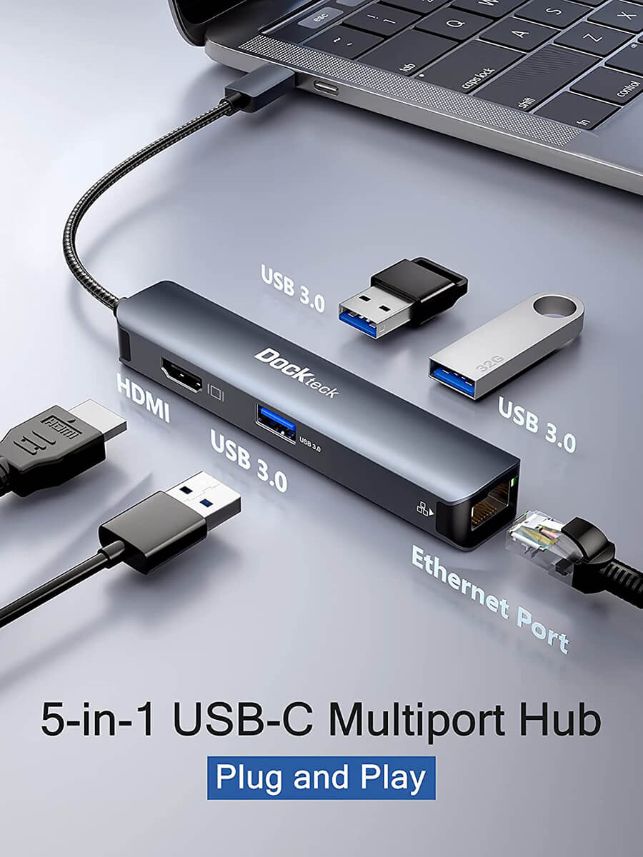 USB C Hub with HDMI, 5 in 1 Type C Adapter with 2 USB 3.0 Ports